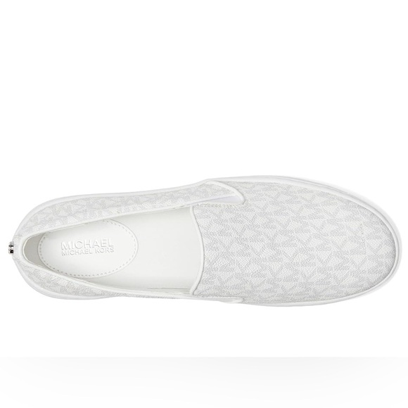 MICHAEL Michael Kors Keaton Slip-On (White Mini MK Logo Coated Canvas/Nappa) - Picture 2 of 16